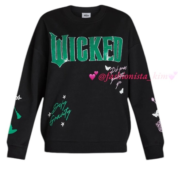 Wicked the movie sequin sweater flip WICKED letters from pink to green - Picture 3 of 17
